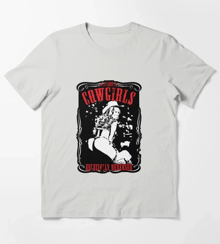 Sexy Reverse Cowgirl T-Shirt Light Grey
