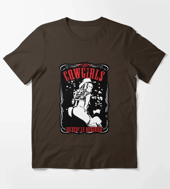 Sexy Reverse Cowgirl T-Shirt Brown
