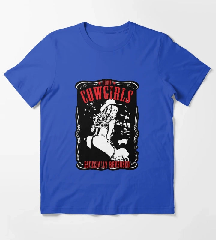 Sexy Reverse Cowgirl T-Shirt Blue