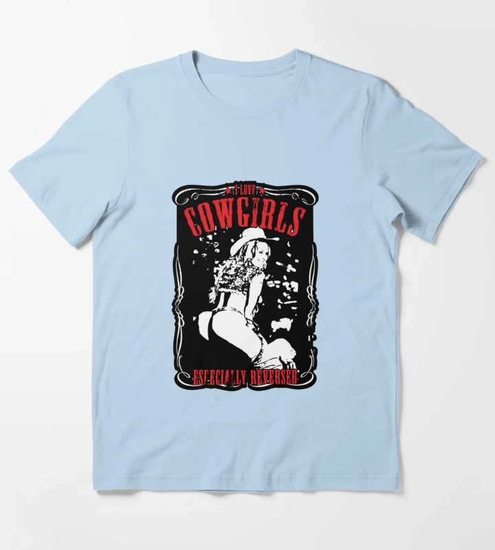 Sexy Reverse Cowgirl T-Shirt Sky Blue