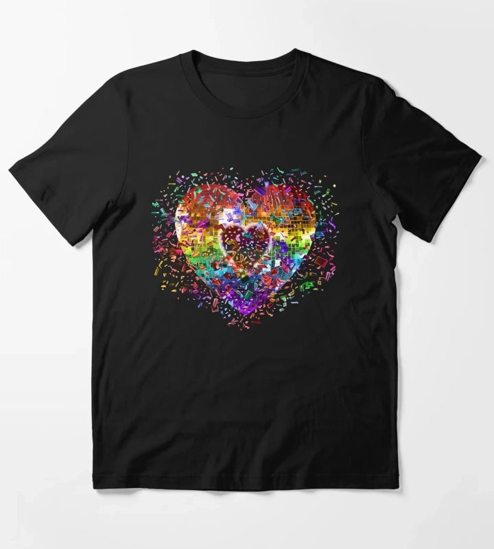 Shattered Rainbow Disco Ball Heart T-Shirt
