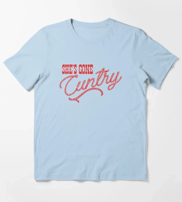 Shes Gone Cuntry T-Shirt Sky Blue