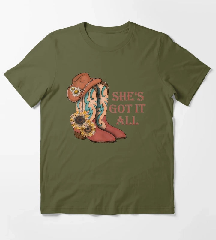 Shes Got It All T-Shirt Olive Green