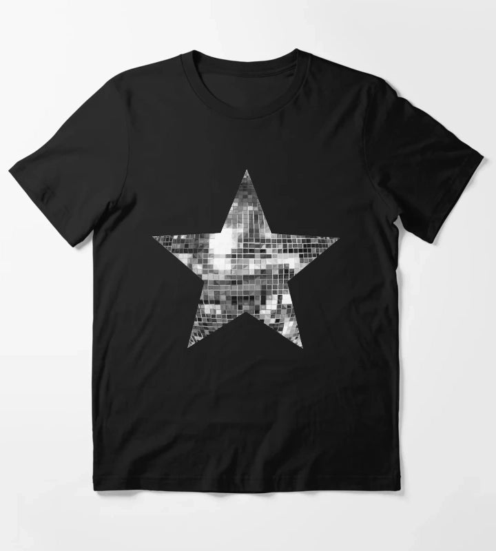 Shiny Silver Disco Ball Star T-Shirt