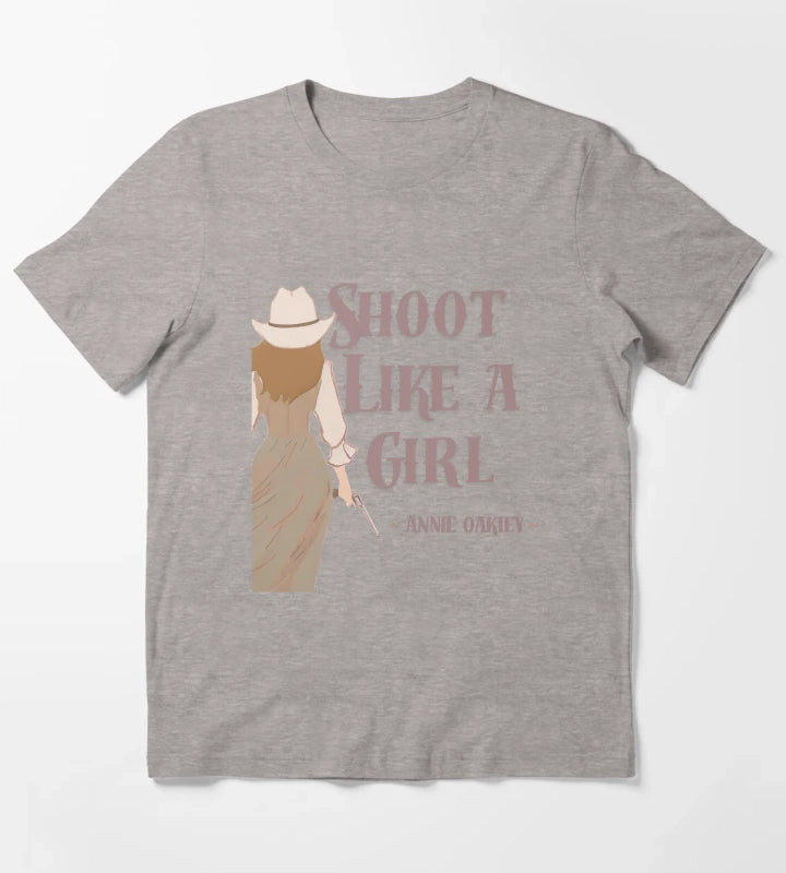 Shoot like a girl Annie Oakley T-Shirt Heather Grey