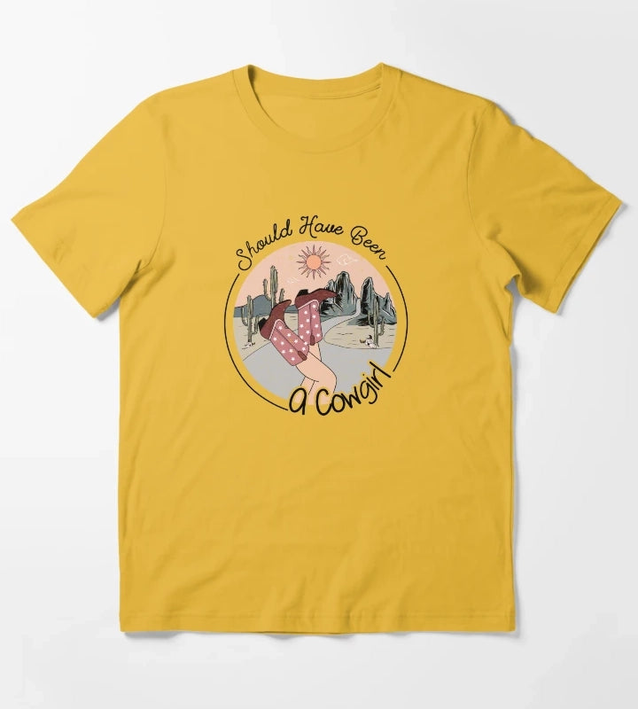 Should Have Been A Cowgirl With Desert Scene T-Shirt Yellow