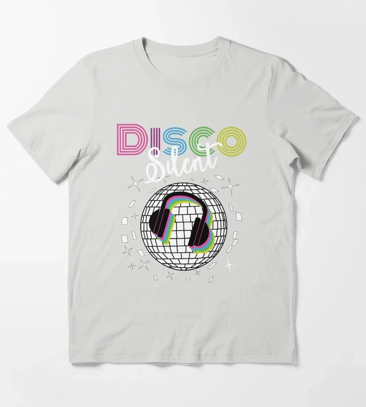 Silent Disco Headphones 70s Silent Party Themed T-Shirt Light Grey