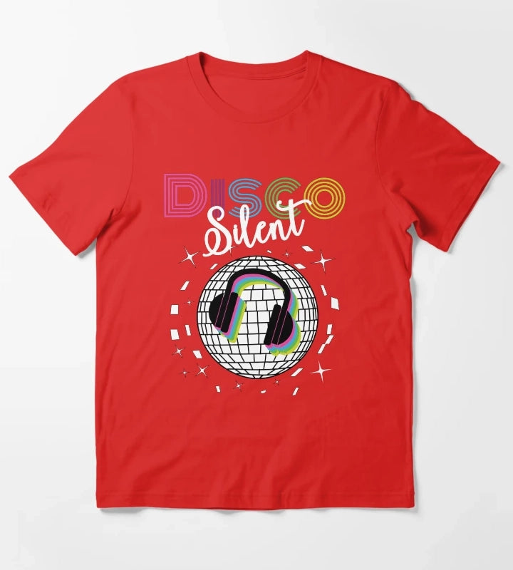 Silent Disco Headphones 70s Silent Party Themed T-Shirt Red