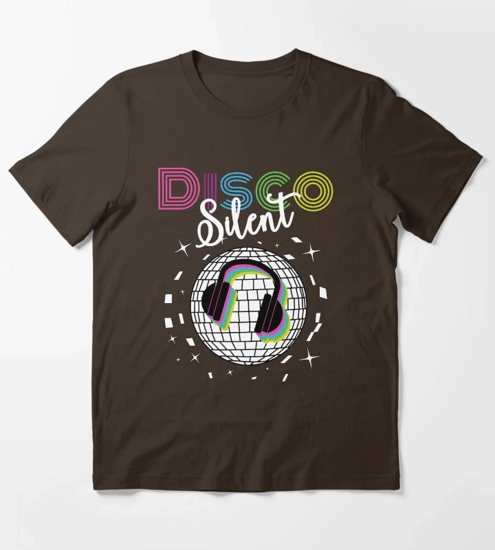 Silent Disco Headphones 70s Silent Party Themed T-Shirt Brown