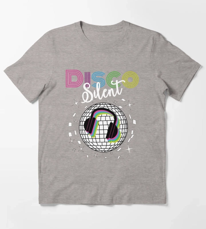 Silent Disco Headphones 70s Silent Party Themed T-Shirt Heather Grey
