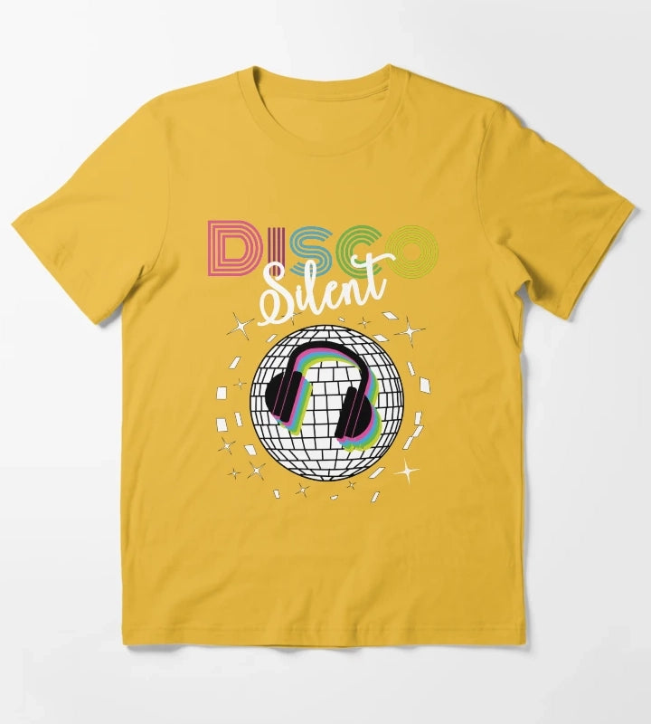 Silent Disco Headphones 70s Silent Party Themed T-Shirt Yellow