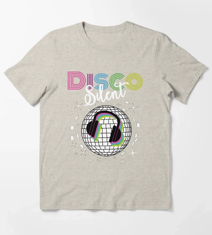 Silent Disco Headphones 70s Silent Party Themed T-Shirt Cream