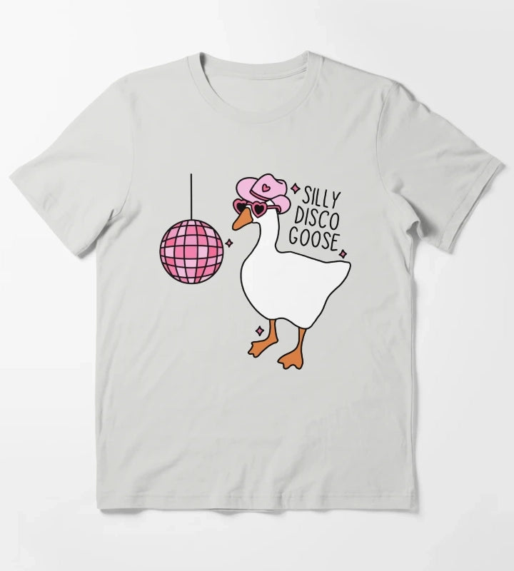 Silly Disco Goose T-Shirt Light Grey