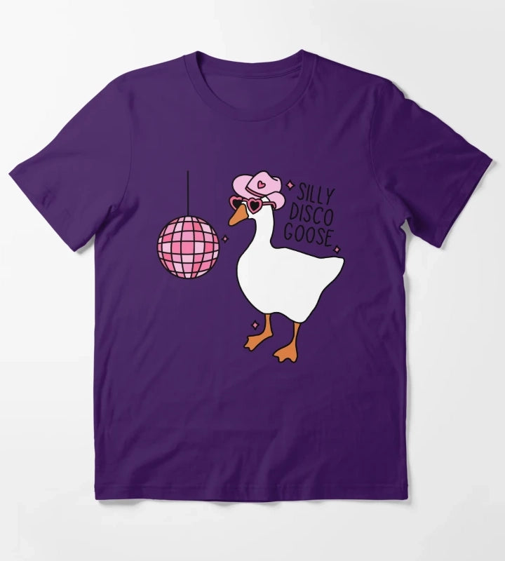 Silly Disco Goose T-Shirt Purple