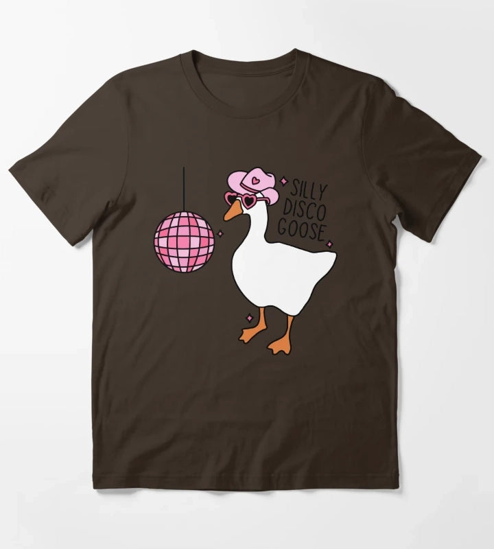 Silly Disco Goose T-Shirt Brown