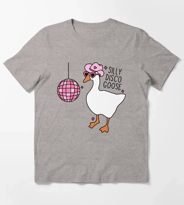 Silly Disco Goose T-Shirt Heather Grey