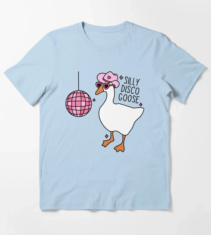 Silly Disco Goose T-Shirt Sky Blue