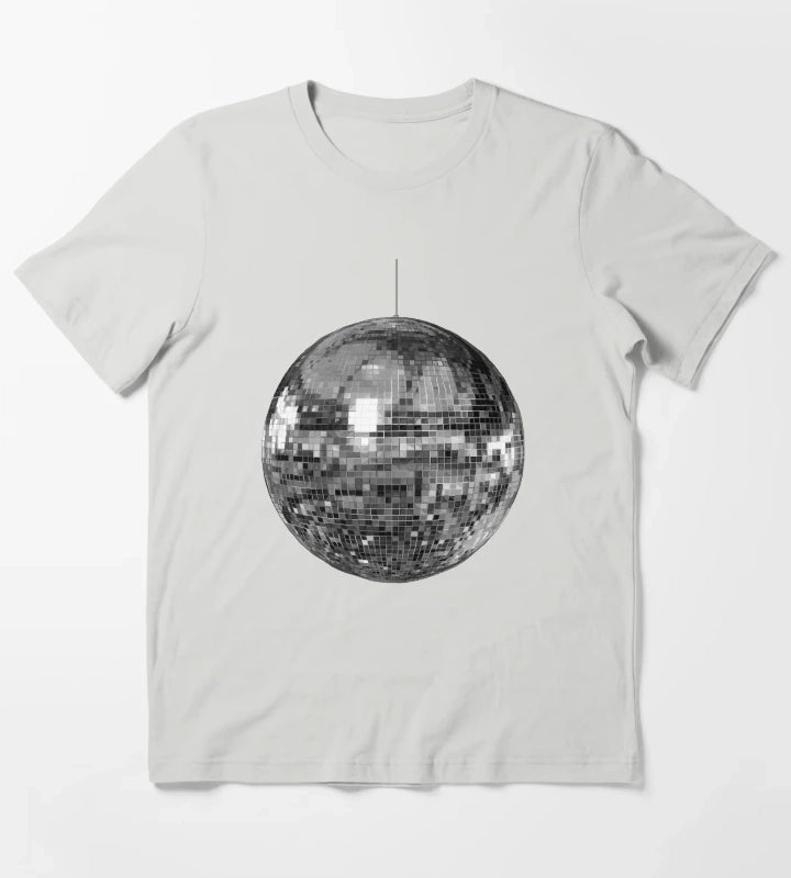 Silver Disco Ball T-Shirt Light Grey