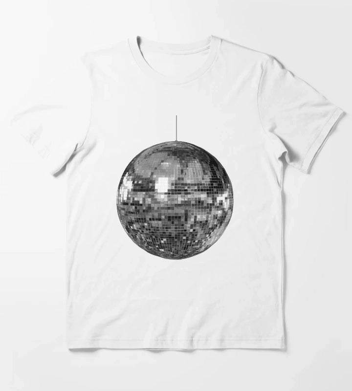 Silver Disco Ball T-Shirt White