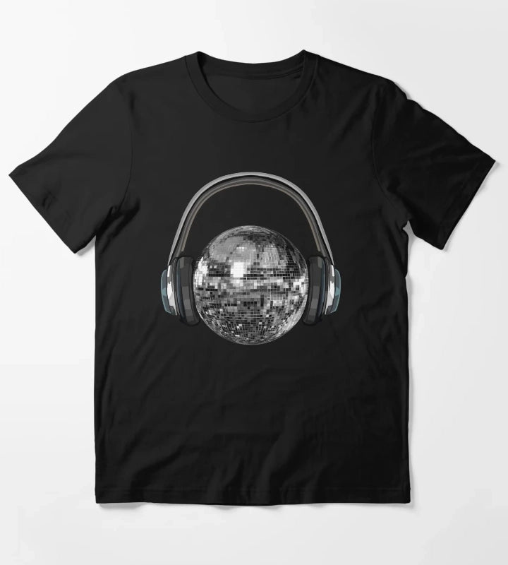 Silver Disco Ball with Headphones T-Shirt
