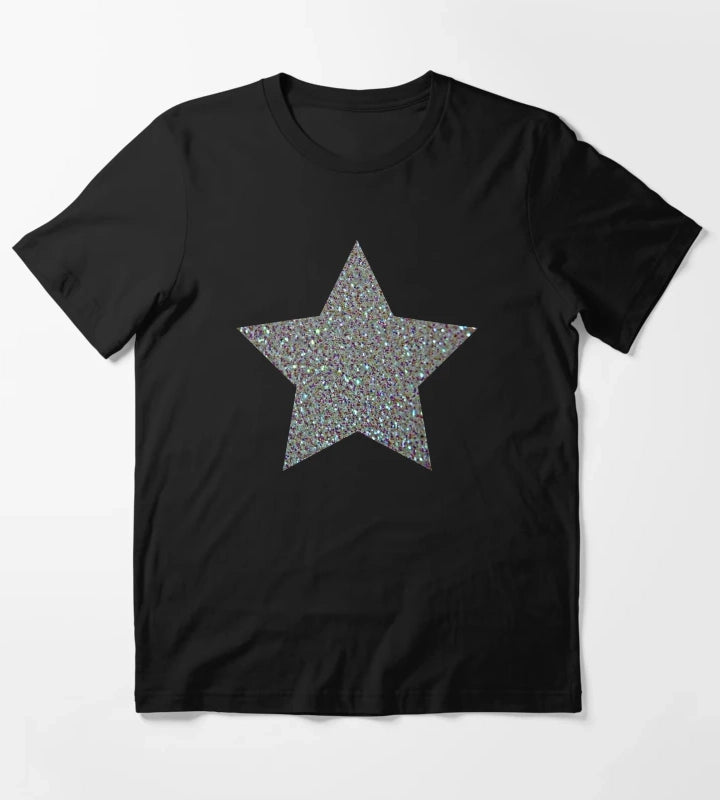 Silver Glitter Macro Star T-Shirt