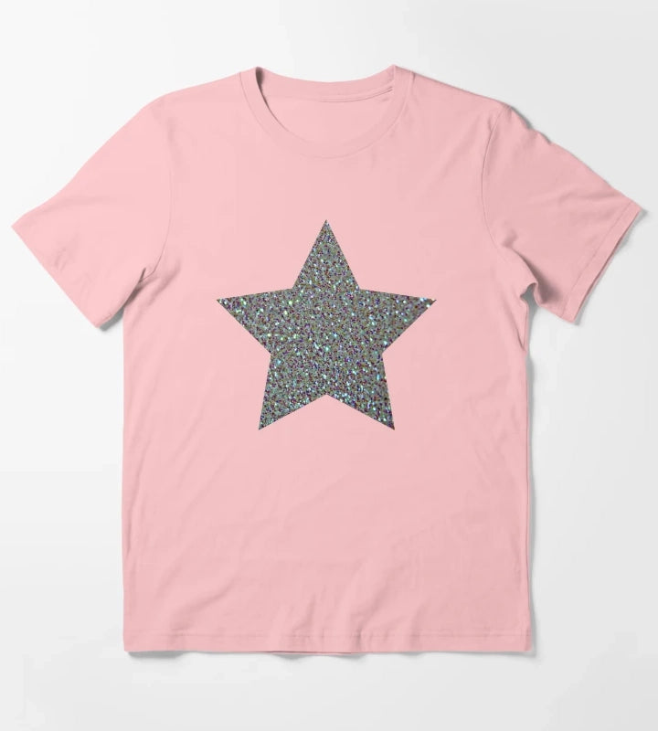 Silver Glitter Macro Star T-Shirt Dark Grey