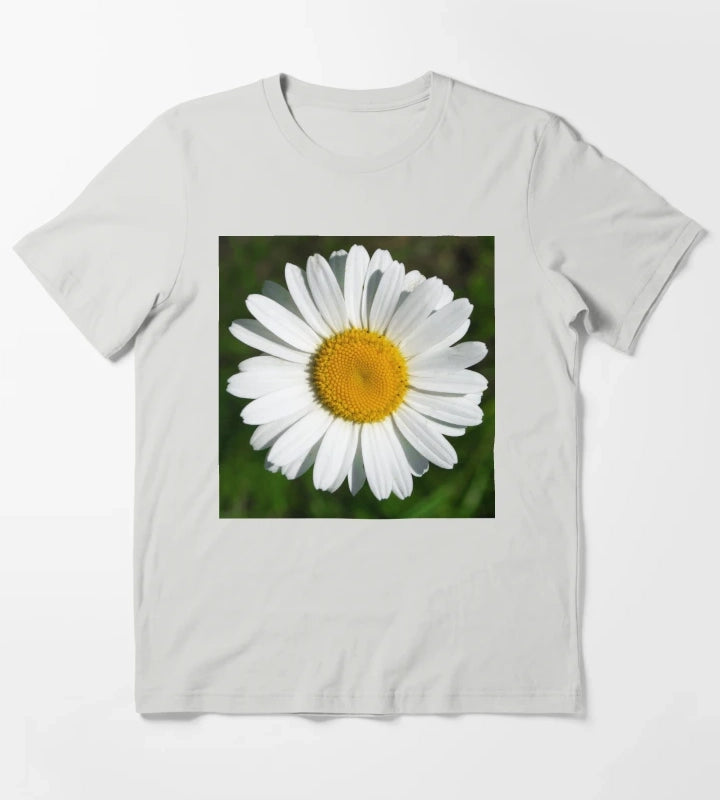 Single White Daisy Flower Elegant Art Photo T-Shirt Light Grey