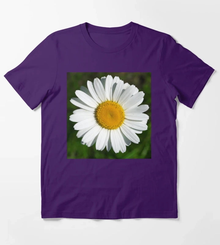 Single White Daisy Flower Elegant Art Photo T-Shirt Purple