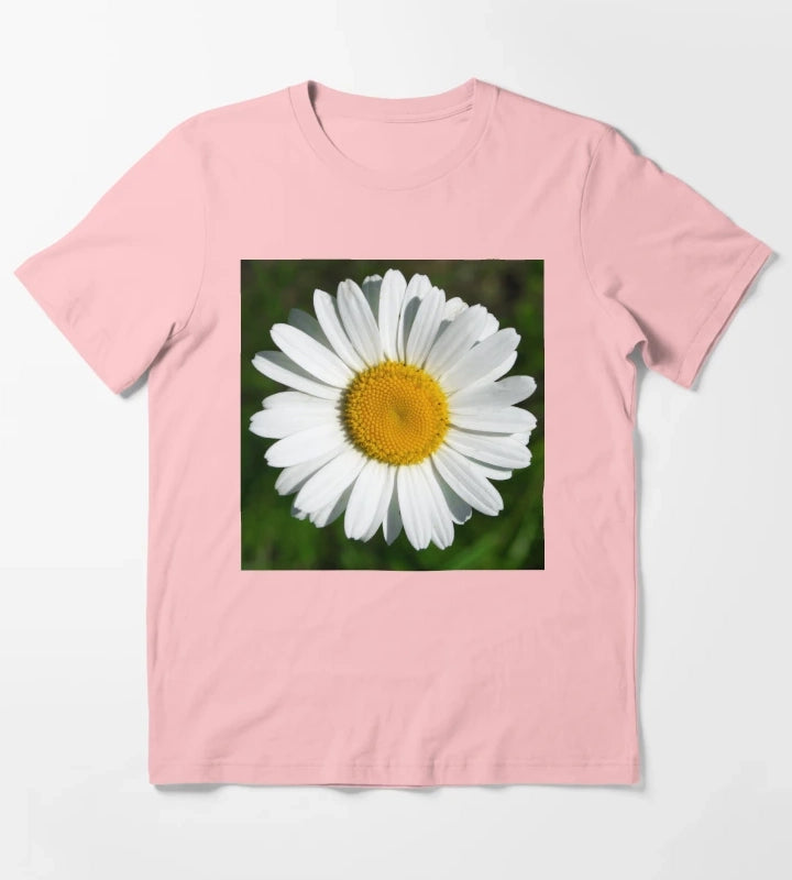 Single White Daisy Flower Elegant Art Photo T-Shirt Dark Grey
