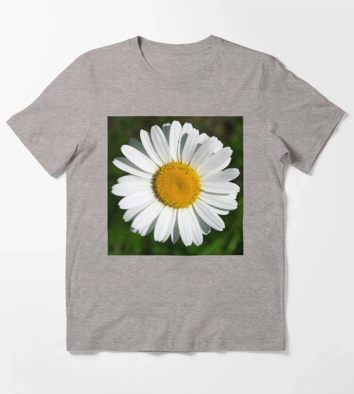 Single White Daisy Flower Elegant Art Photo T-Shirt Heather Grey