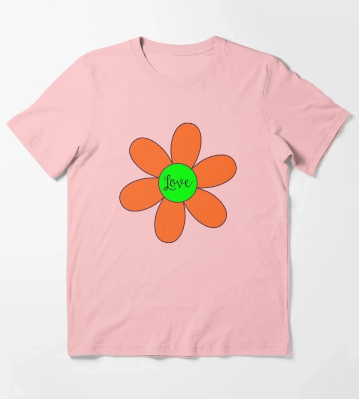 Sixties style daisy with love orange and green T-Shirt Dark Grey