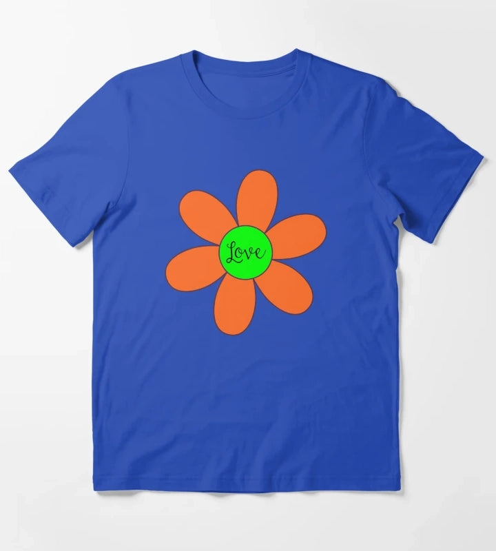 Sixties style daisy with love orange and green T-Shirt Blue