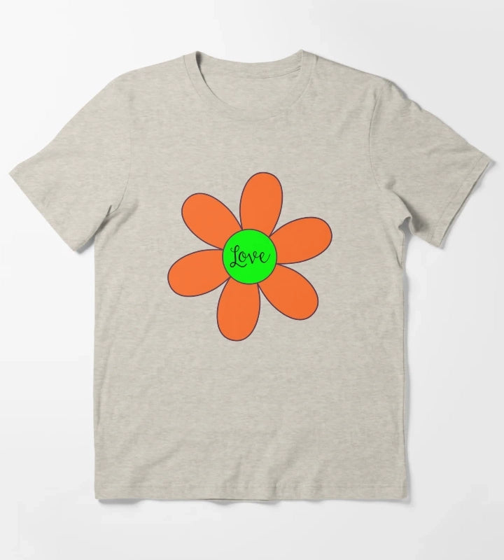 Sixties style daisy with love orange and green T-Shirt Cream