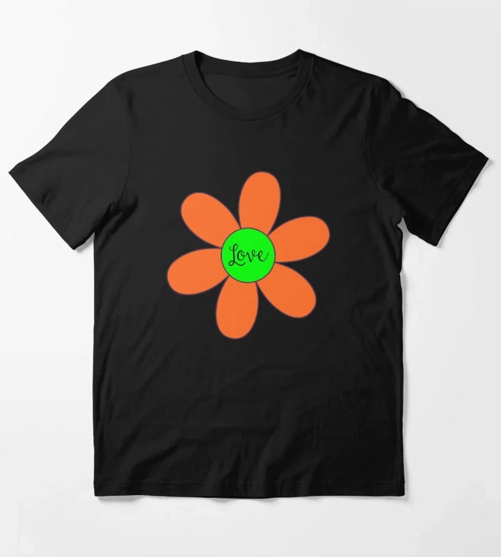 Sixties style daisy with love orange and green T-Shirt