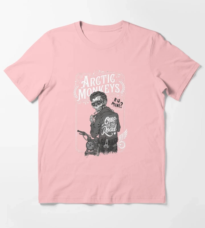 Skeleton Biker Rock Band Song Quotes T-Shirt Dark Grey