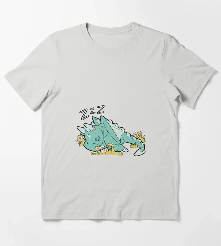 Sleeping Spark the Dragon Simple T-Shirt Light Grey