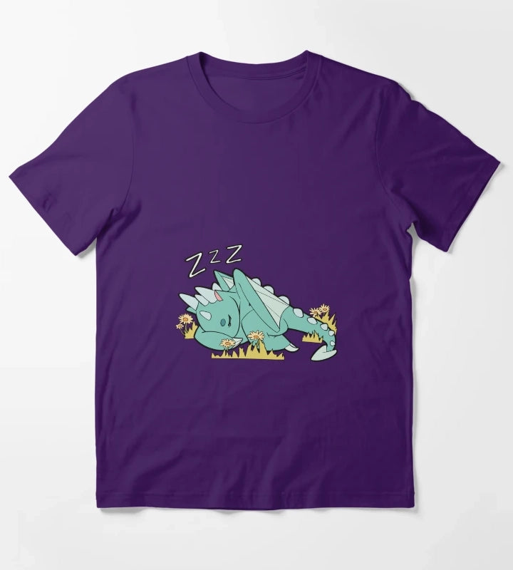 Sleeping Spark the Dragon Simple T-Shirt Purple