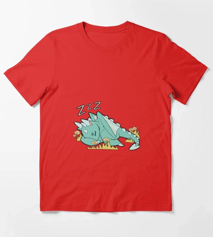 Sleeping Spark the Dragon Simple T-Shirt Red