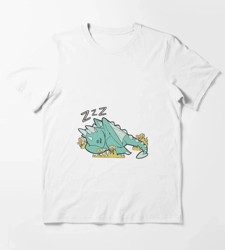 Sleeping Spark the Dragon Simple T-Shirt White