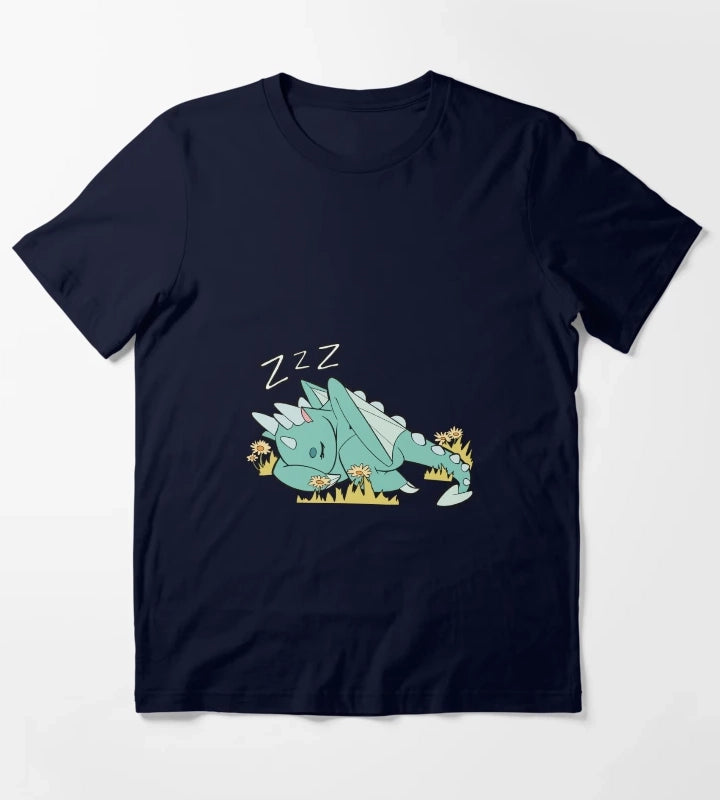 Sleeping Spark the Dragon Simple T-Shirt Navy
