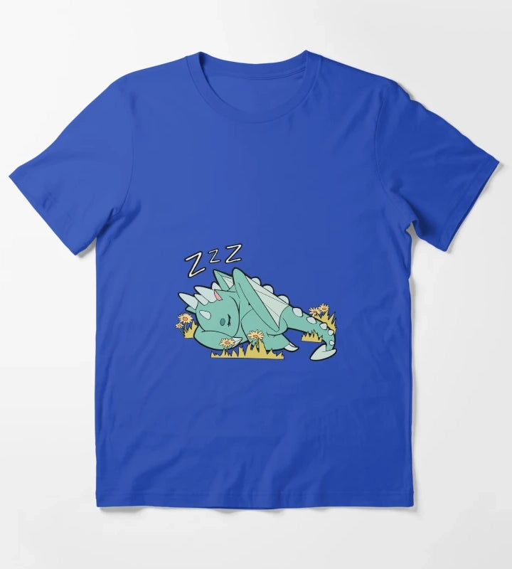 Sleeping Spark the Dragon Simple T-Shirt Blue