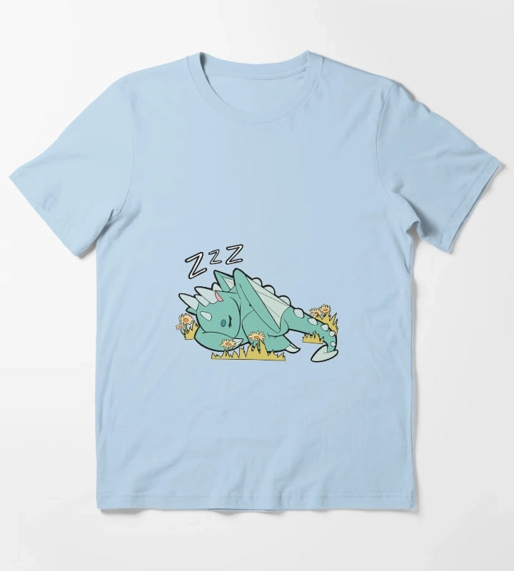 Sleeping Spark the Dragon Simple T-Shirt Sky Blue