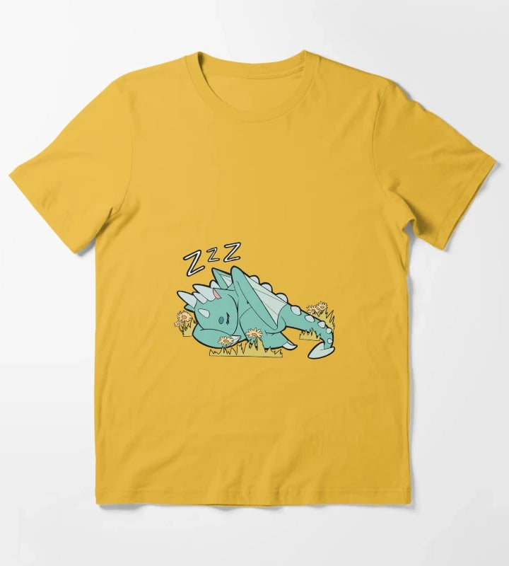 Sleeping Spark the Dragon Simple T-Shirt Yellow