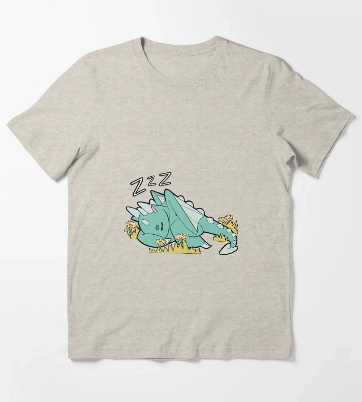 Sleeping Spark the Dragon Simple T-Shirt Cream