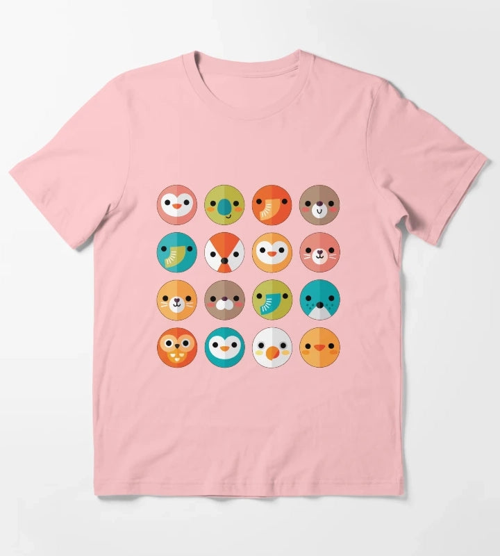 Smiley Faces Cute Animal Faces T-Shirt Dark Grey