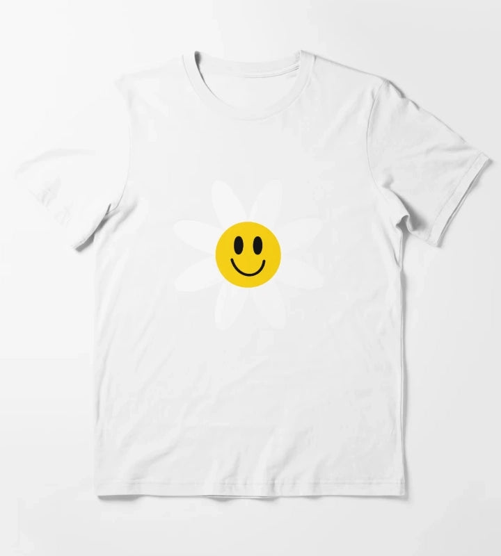 Smiling Daisies Black T-Shirt White