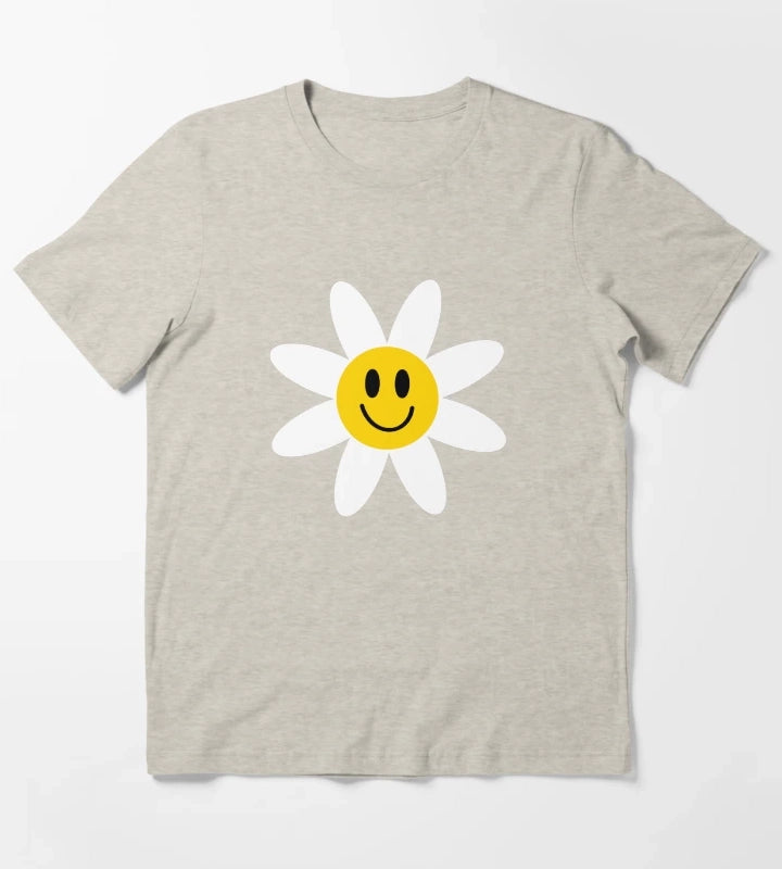 Smiling Daisies Black T-Shirt Cream