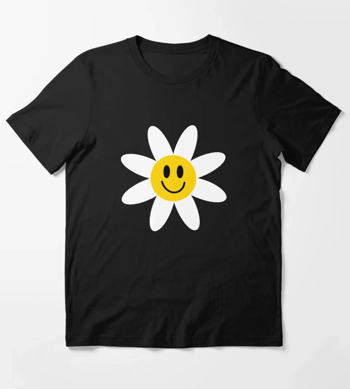 Smiling Daisies Black T-Shirt
