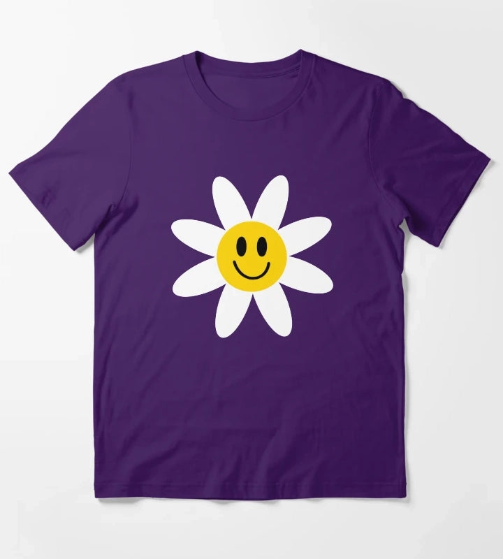Smiling Daisies Blue T-Shirt Purple