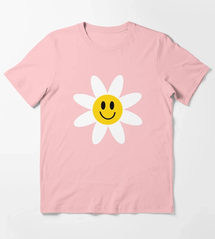 Smiling Daisies Blue T-Shirt Dark Grey